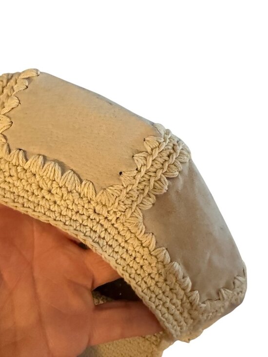 Women Crochet-style Stitching Short Brim 21 inch Newsboy Suede Beige Bohemian main image 9